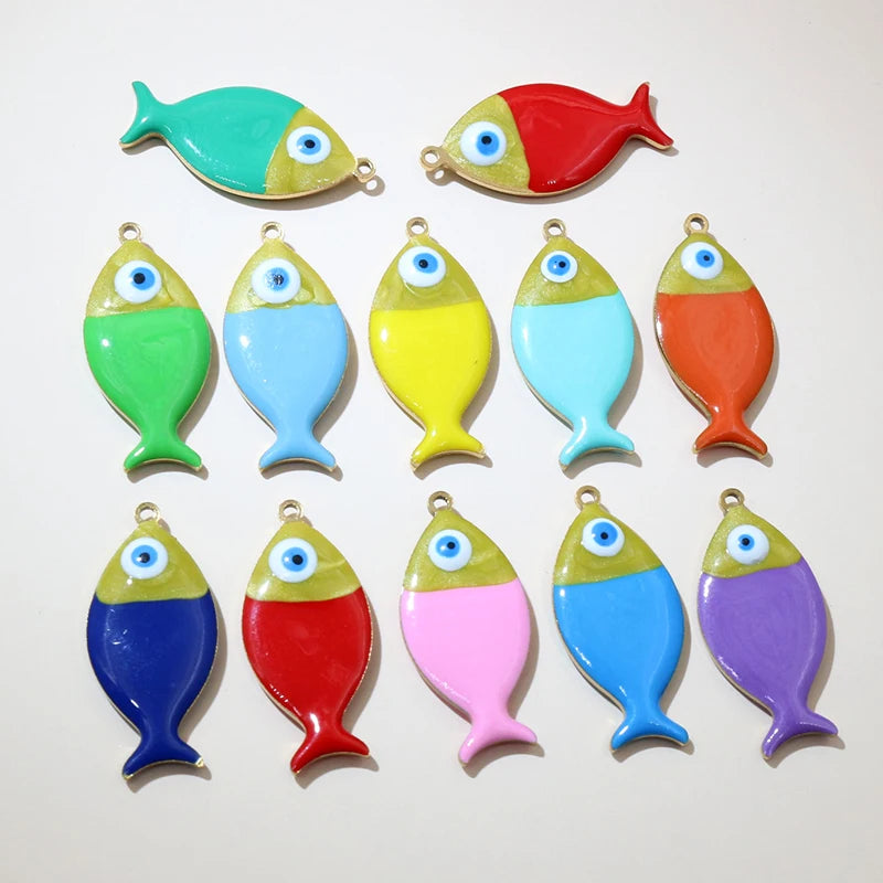 10 Stück 25x11mm Edelstahl Emaille Fisch Charms Anhänger niedlich DIY Schmuck Herstellung Zubehör für Halsketten Ohrringe Armbänder