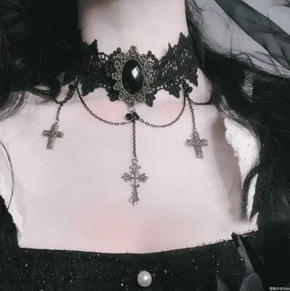 Neo-Gothic Punk Black Sexy Lace Necklace For Women Fashion Retro Clavicle Chain Halloween Collar Choker Steampunk Gifts