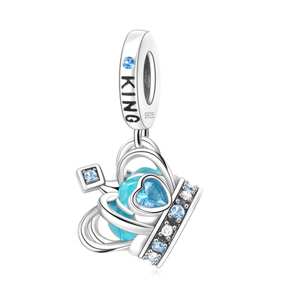 Blaue Serie 925 Sterling Silber Globus Schneeflocke Tanzschuhe Krone Charm Passend für DIY Armband Halskette Elegante Partygeschenke