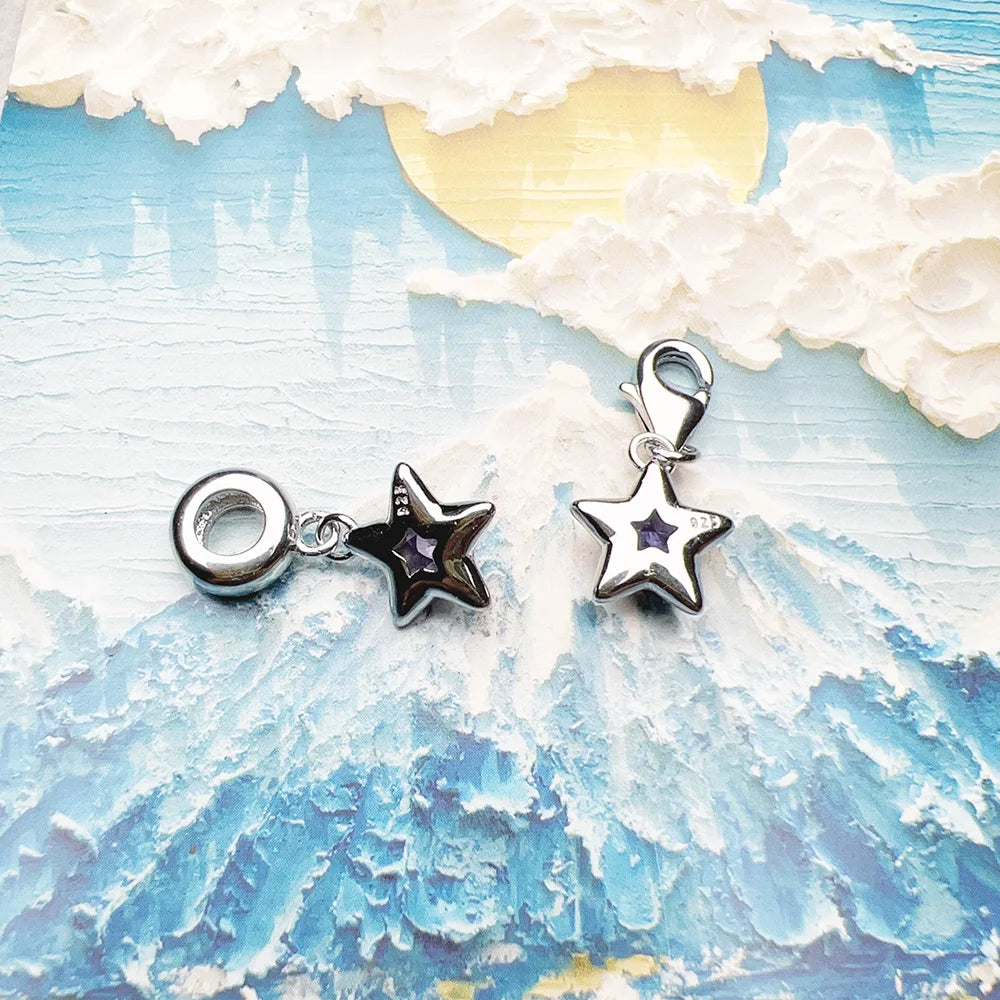 Violette Emaille Stern Anhänger baumeln Charme heiß verkaufen Europa Mode europäische Sterling Silber trend iges Geschenk für Frauen