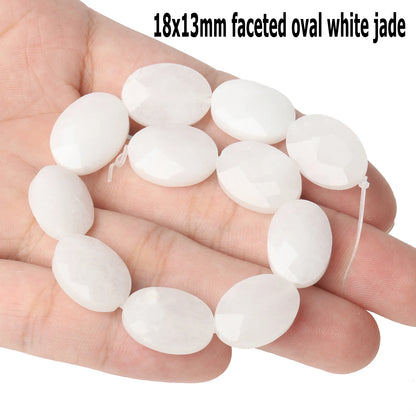 44 Arten weiße Chalcedon-Jade-Achat-Perle, Naturstein, Rondelle-Würfel, facettierte lose Perlen für Schmuckherstellung, Armbänder, Zubehör