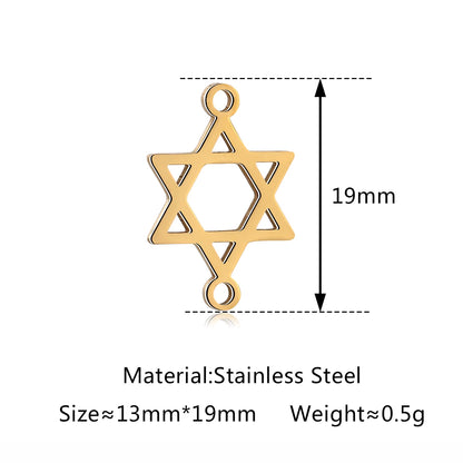 5Pcs Hohl Stern/Mond/Sonne Doppel Loch Charme Edelstahl Halskette Armband Anhänger DIY Link Stecker Schmuck machen Liefert