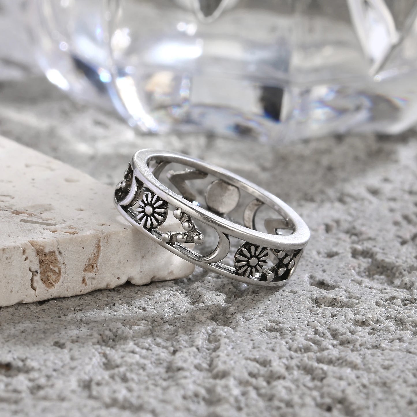 Ringe aus 925er-Sterlingsilber, ausgehöhlt, Vintage-Blumenform, mit Retro-Silber, Hip-Pop, coole Ringe, edler Schmuck, Geschenk für Damen und Herren