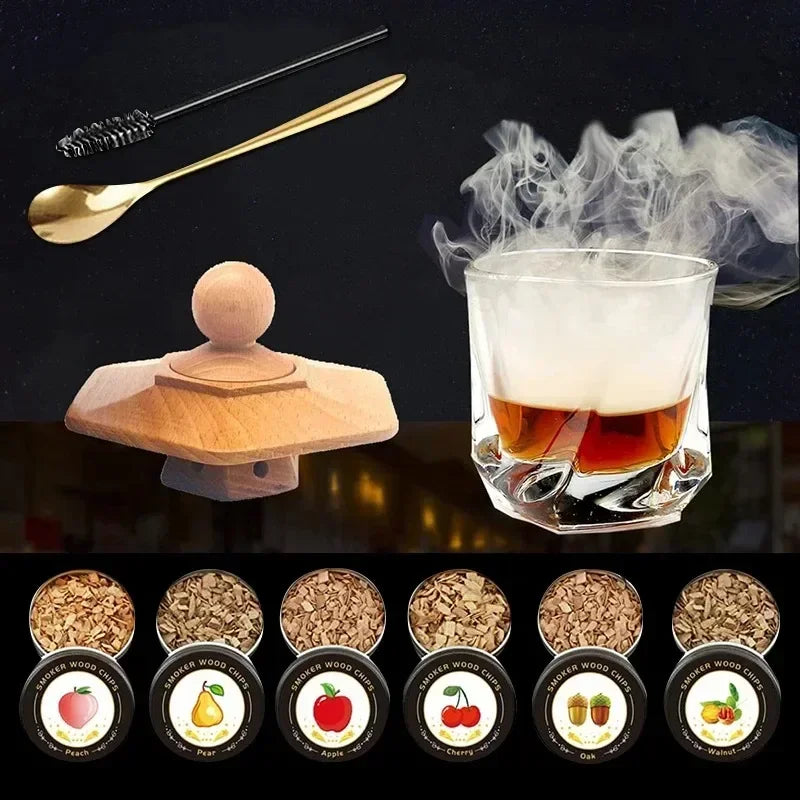 Holz Cocktail Smoker Kit Smoke Cover Filter Bar Wein Mischdeckel Werkzeug für Getränke Küche Bar Zubehör Werkzeuge Bar Cocktail