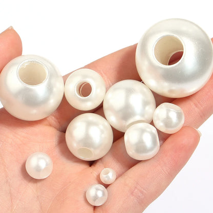 ABS Imitation Perle Perlen Lose Große Loch Runde Perlen Acryl Spacer Perlen Für Handgemachte Armband, Die DIY Schmuck Zubehör