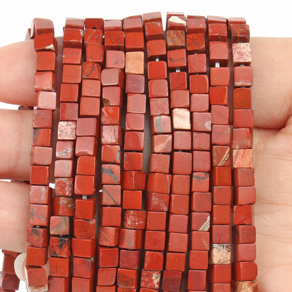 4 mm quadratische Würfelform-Perlen, natürlicher Lapislazuli, Amazonit, lila Achat-Steinperlen für Schmuckherstellung, DIY-Armband-Zubehör