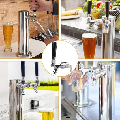 Fassbier-Wasserhahn, verchromte Kegerator-Bierhahn-Wasserhähne mit 1/4 Zoll Messingrohr-Winkel, selbstgebrautes Turmschaft-Baugruppe