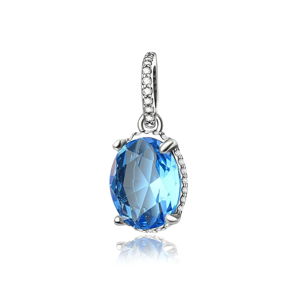Blue Series Charm-Anhänger aus 925er-Sterlingsilber, Saphir, Baum des Lebens, Flasche, Elefant, Planet, Ozean, Herz, passend für DIY-Armbänder, Halsketten, Geschenke