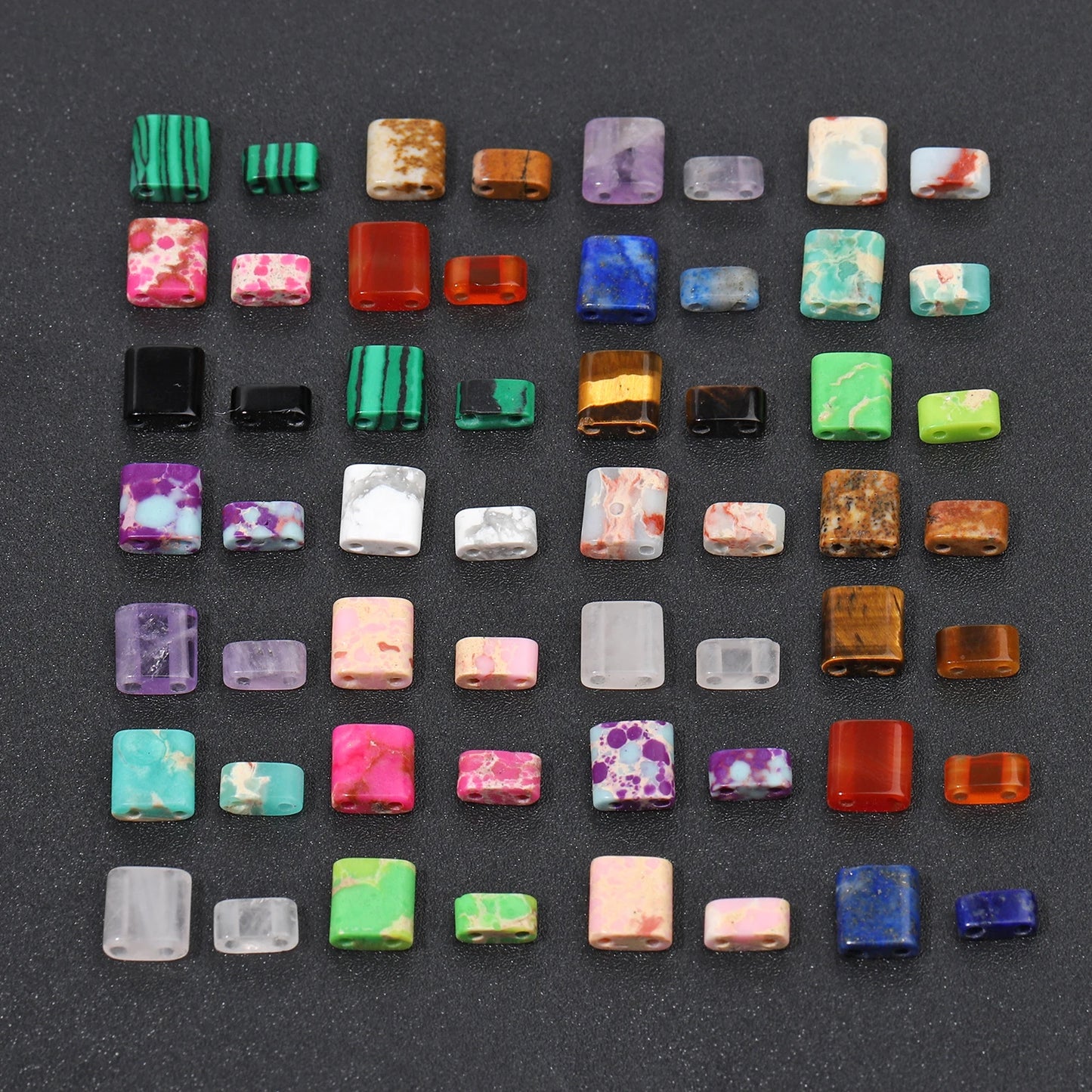 Naturstein Zwei Loch Perlen Doppellöcher Tigerauge Sediment Jaspis Rechteck Perlen für Handarbeit DIY Böhmen Armband Schmuck