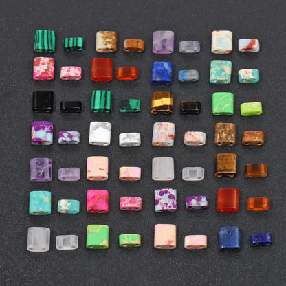 Naturstein Zwei Loch Perlen Doppellöcher Tigerauge Sediment Jaspis Rechteck Perlen für Handarbeit DIY Böhmen Armband Schmuck