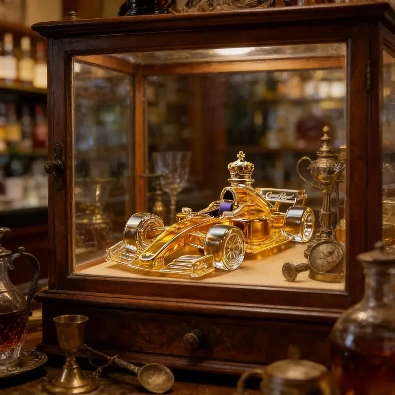 Sammlerstück Rennwagen-Whiskykaraffe, Luxuriöse Crown Royal-Stil Glasflasche für Rennsport-Enthusiasten & Männerhöhlen