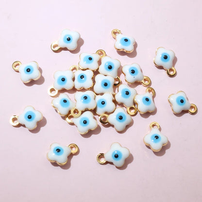 20 Stück 9x7mm Emaille Böse Augen Blumen Anhänger Anhänger kleine Edelstahl DIY Schmuck Herstellung Zubehör Ergebnisse
