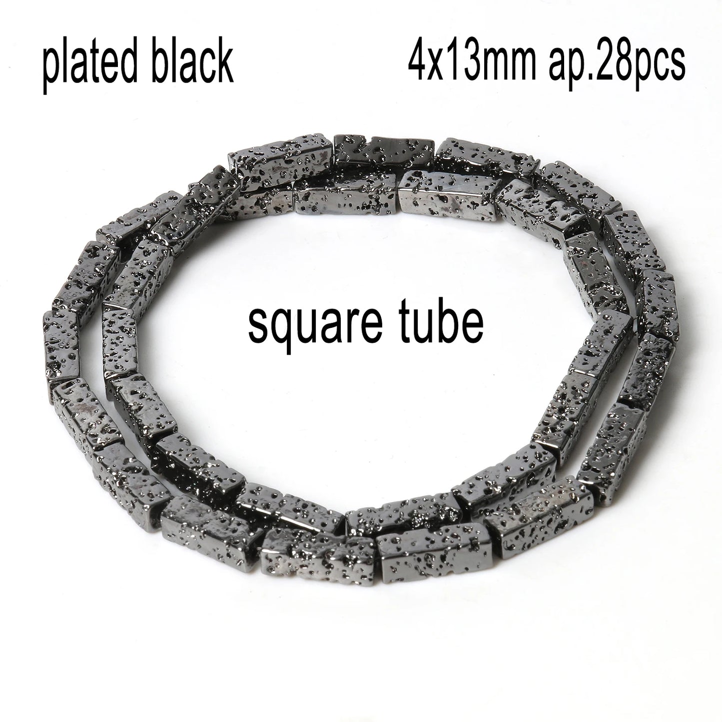 Schwarze vulkanische Lavagesteinperlen, Mineralperlen, Charms, Rohrwürfel, runde geometrische Formperlen für Schmuckherstellung, DIY-Armband