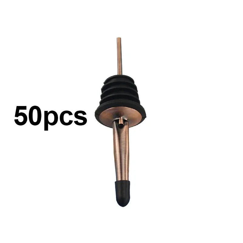 50Pcs Weinausgießer mit Gummi Staub Kappen Edelstahl Alkohol Dispenser Liquor Tüllen Flasche Ausgießer