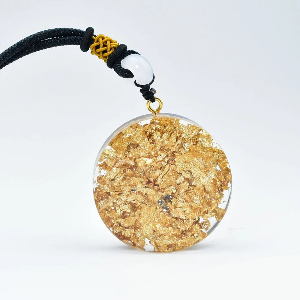 7-Chakra-Metatron-Würfel-Orgon-Anhänger-Halskette mit goldener Folie, spirituelle Reiki-Heilkristalle, Naturstein-Charm-Schmuck