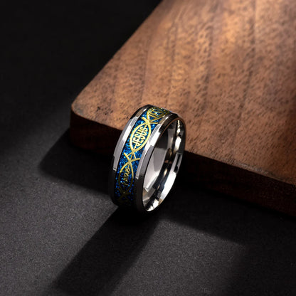 Jesus-Buchstabe, 316L-Edelstahlring für religiöse christliche Männer und Frauen, Geschenk, Schmuck, Serenity, männliches Bibelkreuz