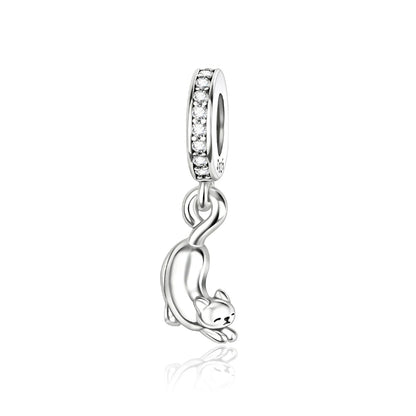 Animal Series Charms aus 925er-Sterlingsilber, Kaninchen, Katze, Pfau, Elefant, Türkei, Hund, passend für DIY-Armbänder, Halsketten, niedliche dekorative Geschenke