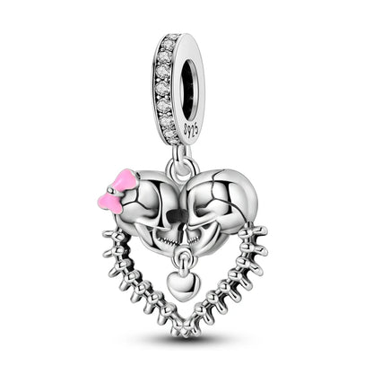 Charms aus 925er-Sterlingsilber, Perlen, Totenkopf, Apfel, baumelnd, passend für Original-Armbänder, DIY-Schmuck, Geschenke