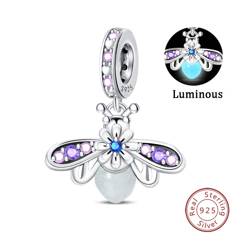 Passend für Qikaola 925 Original-Armbänder, blauer Zirkon, Eule, leuchtende Meeresschildkröte, Oktopus, 925er Silber, Charms, Perlen, DIY, Geburtstag, Schmuck, Geschenk