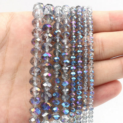 3/4/6/8mm Facettierte Jade Weiße Kristall Glas Perlen Vergoldet Flache Runde Lose Perlen für Schmuck Machen Diy Armband Ohrring