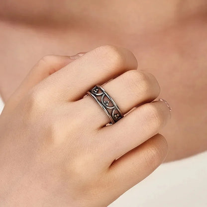 Ringe aus 925er-Sterlingsilber, ausgehöhlt, Vintage-Blumenform, mit Retro-Silber, Hip-Pop, coole Ringe, edler Schmuck, Geschenk für Damen und Herren