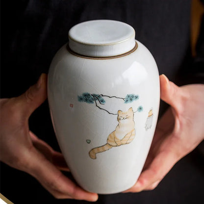 Haustier-Urne, schöne, zarte, feuchtigkeitsbeständige Zähne, Bart, Gedenksammlung, Katzen- und Hundeurne mit Schriftenbehälter für Haustierasche