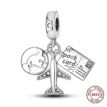 Flugzeug-Charm, 925er Silber, Original-Zirkon, Kleeblatt, Avocado, Charms, Perle, passend für Armbänder, DIY-Schmuck für Frauen, Hochzeitstag, Geschenk