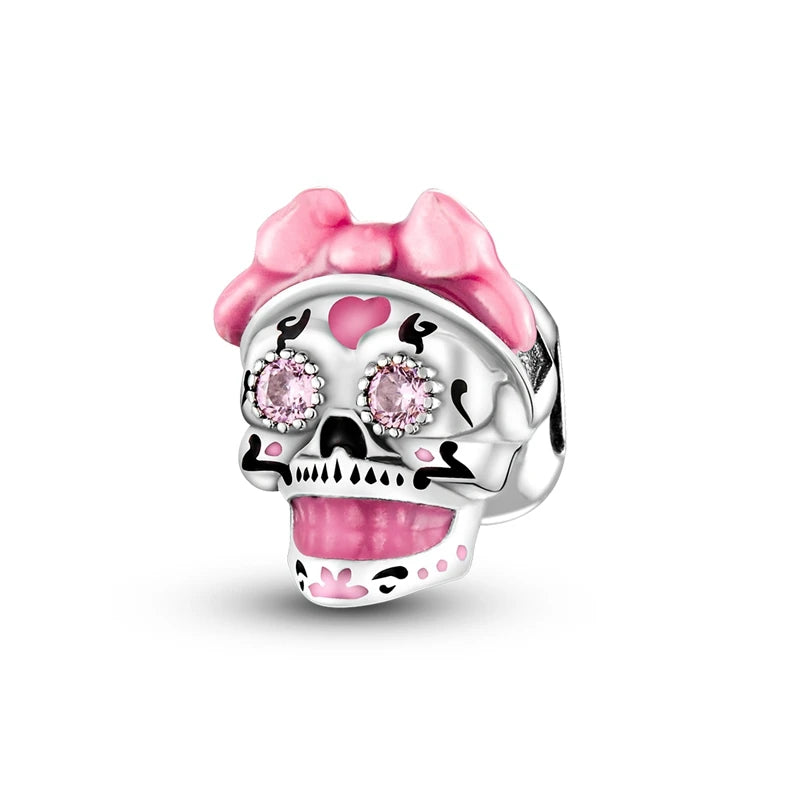 Charms aus 925er-Sterlingsilber, Perlen, Totenkopf, Apfel, baumelnd, passend für Original-Armbänder, DIY-Schmuck, Geschenke