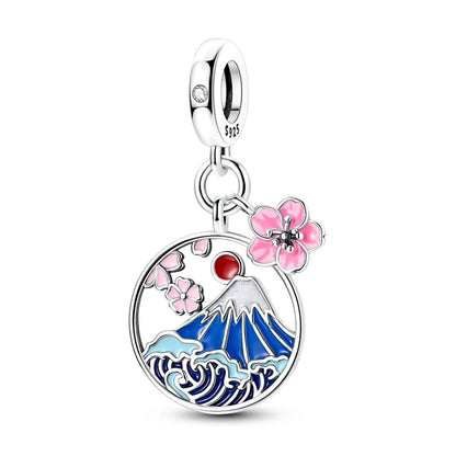 Original 925 Sterling Silber Charms Bead Japan Culture Series Sakura Anhänger passend für Original-Armband für Frauen DIY Schmuck Geschenk