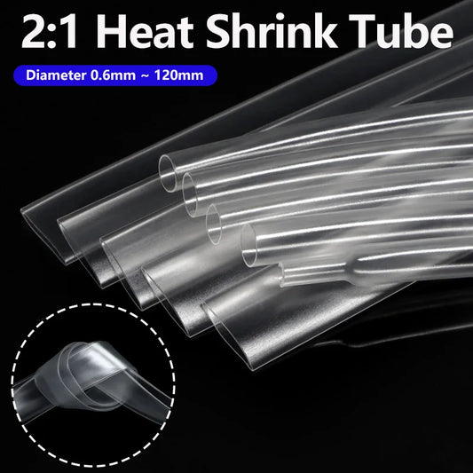 1/2/5M Transparenter 2:1 Schrumpfschlauch Durchmesser 0,6mm~120mm Kabelreparatur-Schutz Polyolefin Isolierter Schrumpfbarer Kabelmantel