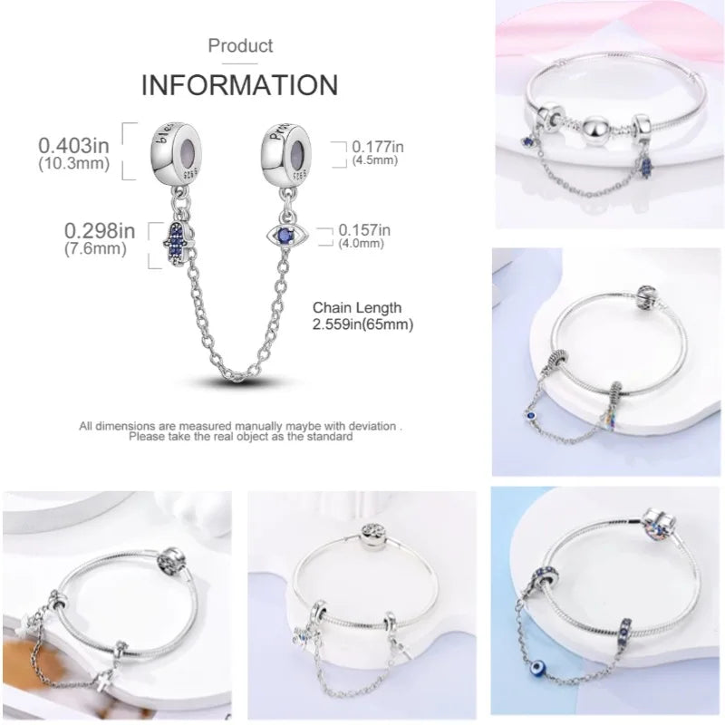 Sicherheitskette Libelle Schmetterling 925er Sterlingsilber Original Marienkäfer Kolibri Charm DIY Schmuckherstellung für Armband Armreif