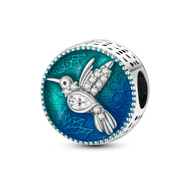 Anhänger aus 925er-Sterlingsilber, grüne Serie, Blumenbaum, Apfel-Anhänger, DIY, feine Perlen, passend für Original-Charms-Armbänder, Damenschmuck, Diy