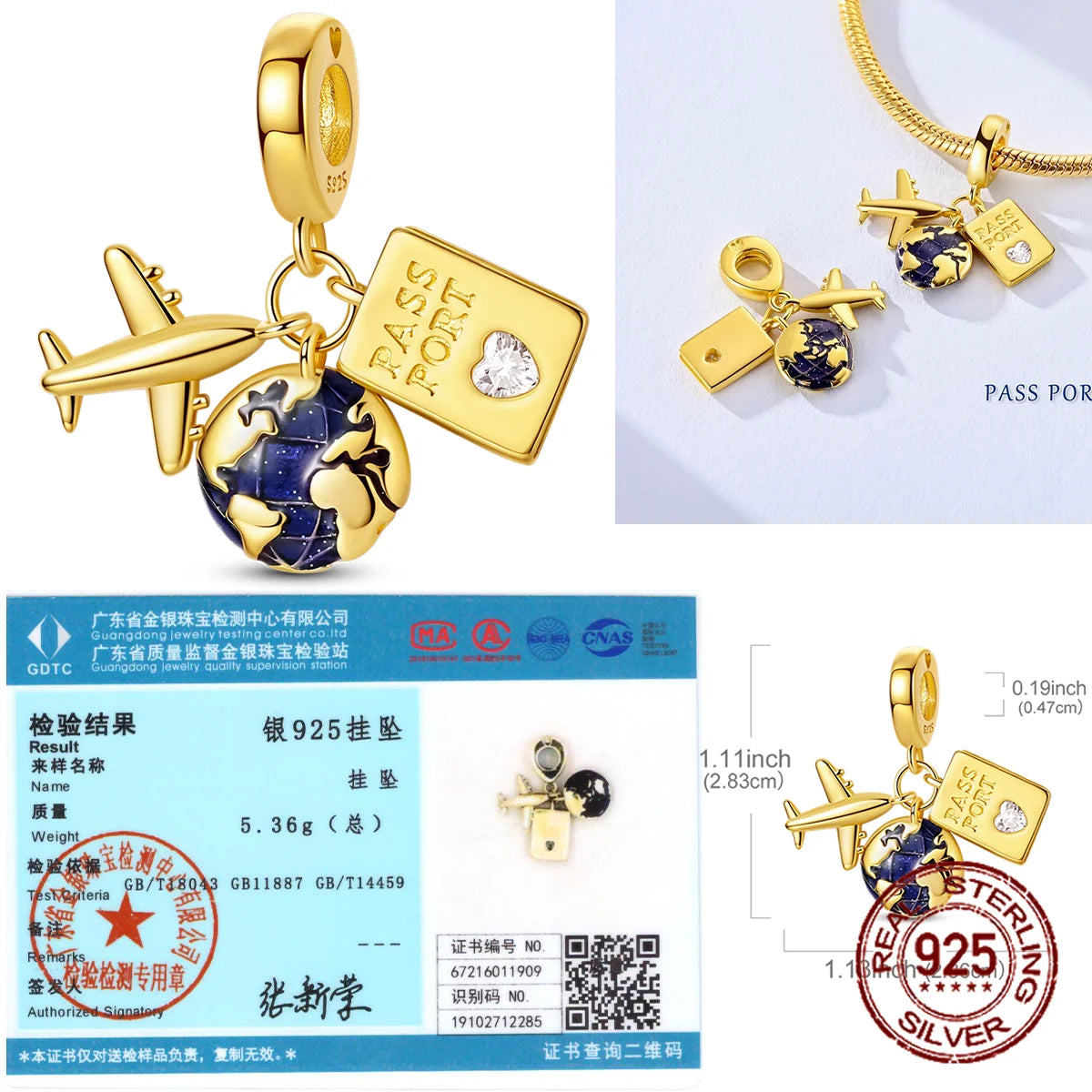Golden Series Charms aus 925er-Sterlingsilber, zu öffnender Wal-Schmetterlings-Sonnen-Anhänger, CZ-Zirkon, passend für Original-Armbänder, DIY-Schmuck