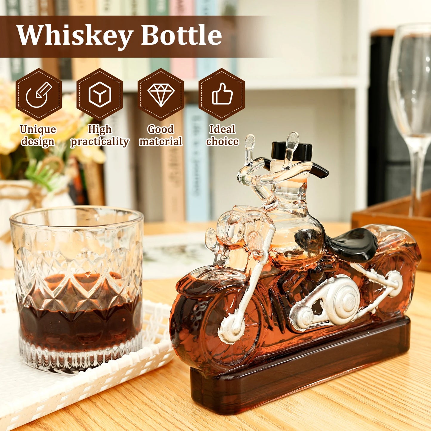 300ML Kreative Whisky Dekanter Glas Motorrad Wein Dekanter Vintage Champagner Wodka Wein Spender für Küche Bar Zubehör