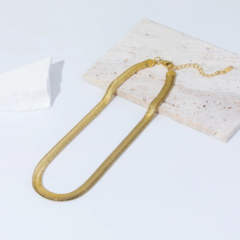 EILIECK 316L Edelstahl Gold Farbe Dicke Schlange Kette Halskette Für Frauen Mädchen Trendy Wasserdicht Schmuck Dame Geschenk Party
