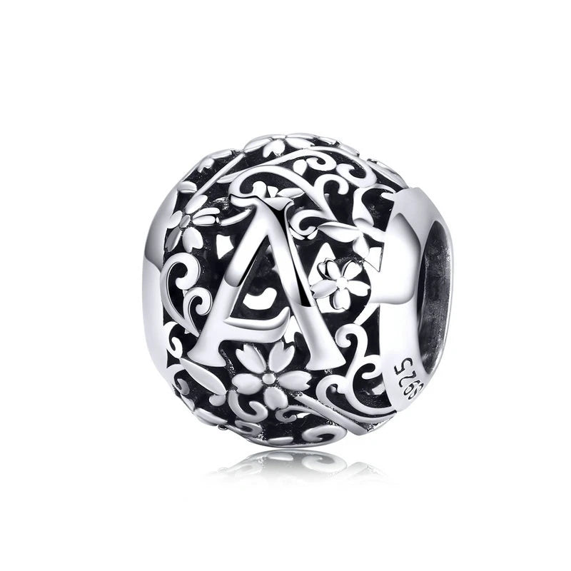 WOSTU Echt 925 Sterling Silber Herz Perlen Blume Retro Muster Charms Anhänger Fit Original DIY Armband Halskette Silber Schmuck