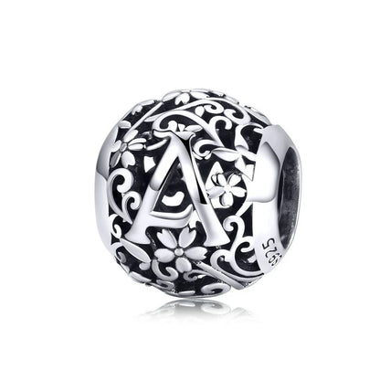 WOSTU Echt 925 Sterling Silber Herz Perlen Blume Retro Muster Charms Anhänger Fit Original DIY Armband Halskette Silber Schmuck