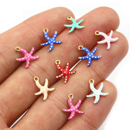 20 Stück 10,5x10mm Edelstahl Kleine Seestern Anhänger Emaille DIY Schmuck Herstellung Zubehör Zubehör Halskette Ohrringe