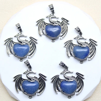 10 Stück bunte Drachen Naturstein Amethyst Quarz Kristall Herz Perle Anhänger für DIY Schmuck Halskette Anhänger Frauen Geschenke