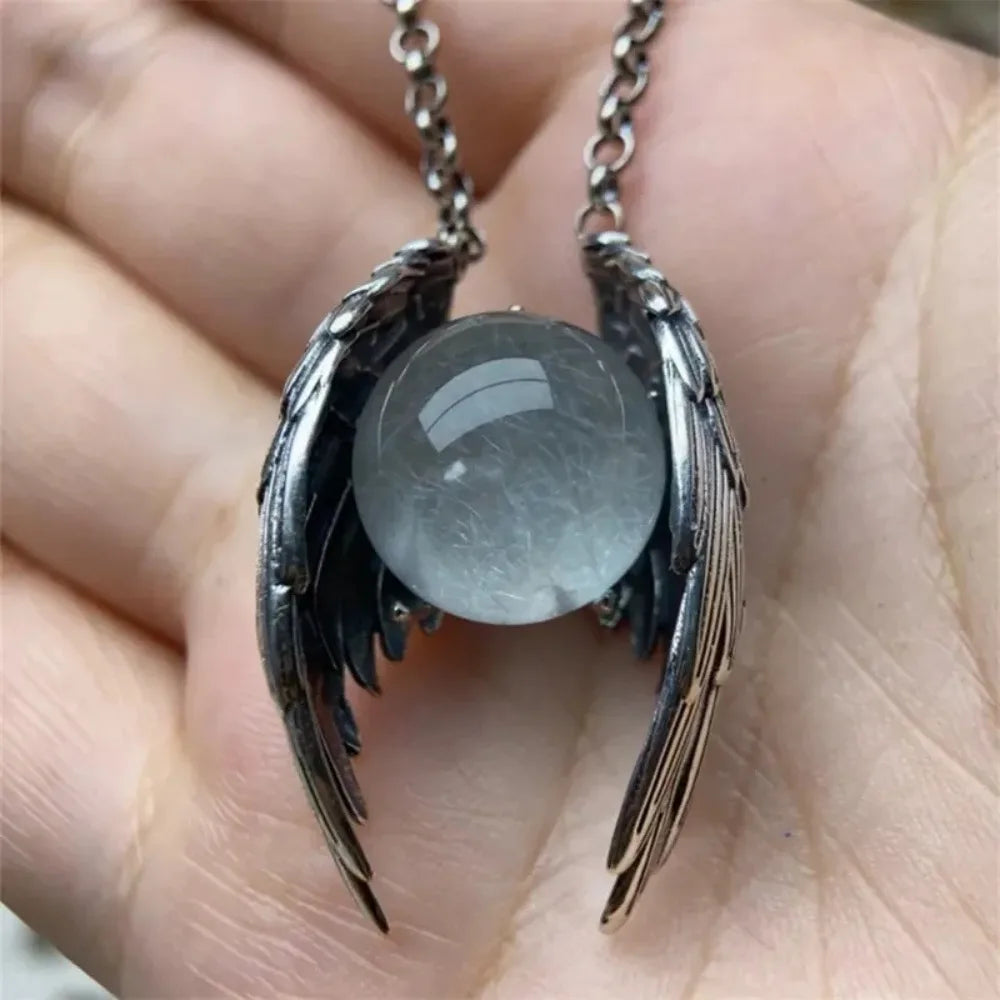 Ghost Wing Kristall Retro Halsketten für Damen und Herren, einzigartiger Punk-Gothic-Anhänger, Halsband für Halloween, Party, Modeschmuck, Geschenke