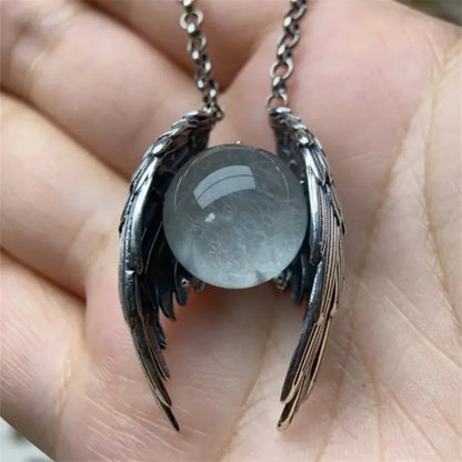 Ghost Wing Kristall Retro Halsketten für Damen und Herren, einzigartiger Punk-Gothic-Anhänger, Halsband für Halloween, Party, Modeschmuck, Geschenke