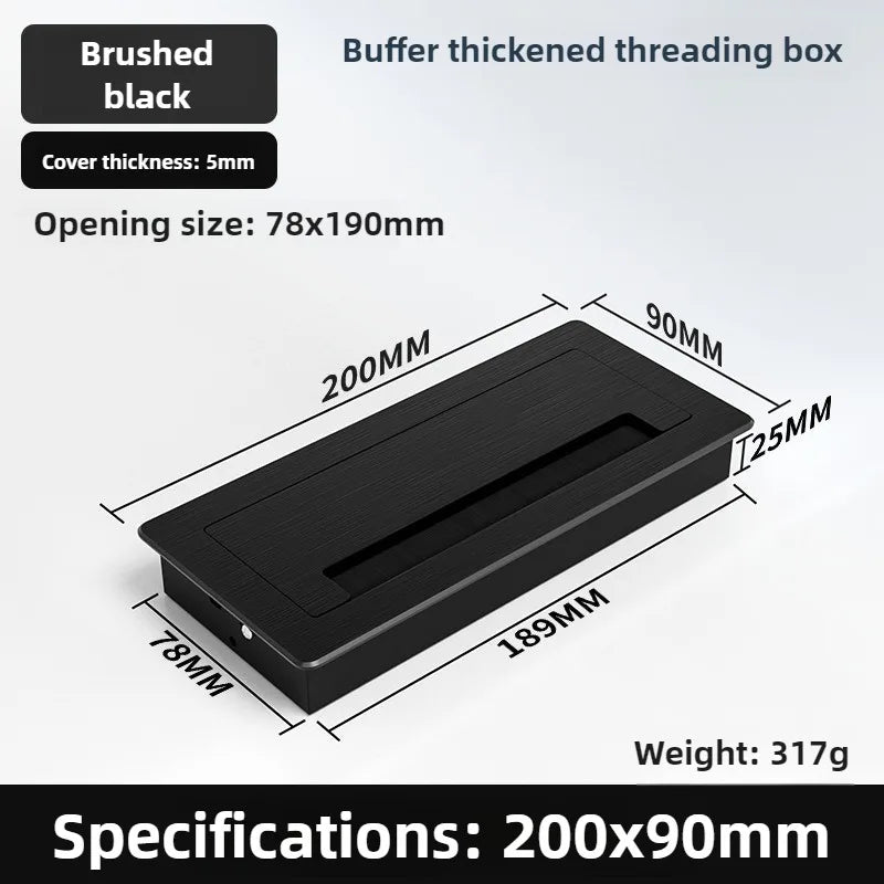 1 Stück rechteckige Schreibtisch-Kabeldurchführungen aus Aluminiumlegierung, Abdeckung für Kabelloch, Kabelauslass, Oberflächen-Tischkabelloch, Möbelbeschläge