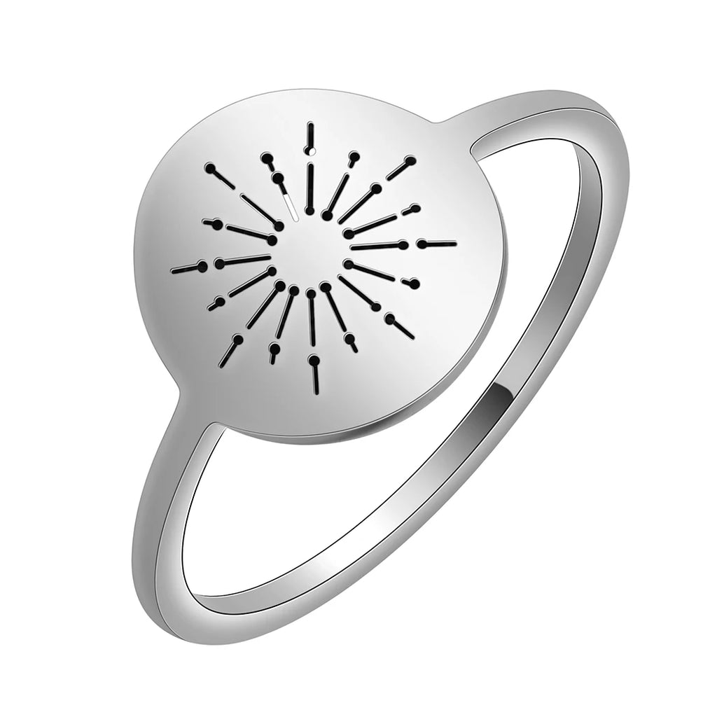 Initial minimalist ischen Edelstahl Starburst der Sonne Tarot Ring für Frauen Männer zierliche ovale Aussage Schmuck Geschenk