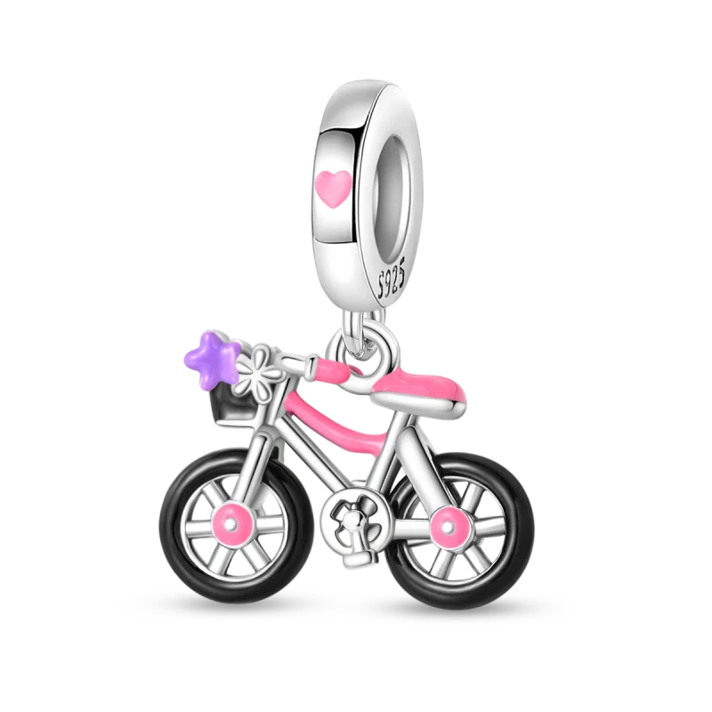 2025 heißer Verkauf Charms Perle 925 Sterling Silber Fahrrad Blume Kinderwagen Anhänger Fit Armreif Armband Halskette DIY Schmuck