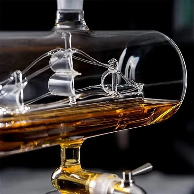 Kemorela 1 Set kreative antike Bootsform Dekan ter Rotwein Whisky Glas Dekan ter 1 Halterung 1 Dekan ter 4 Tasse Kombination sset