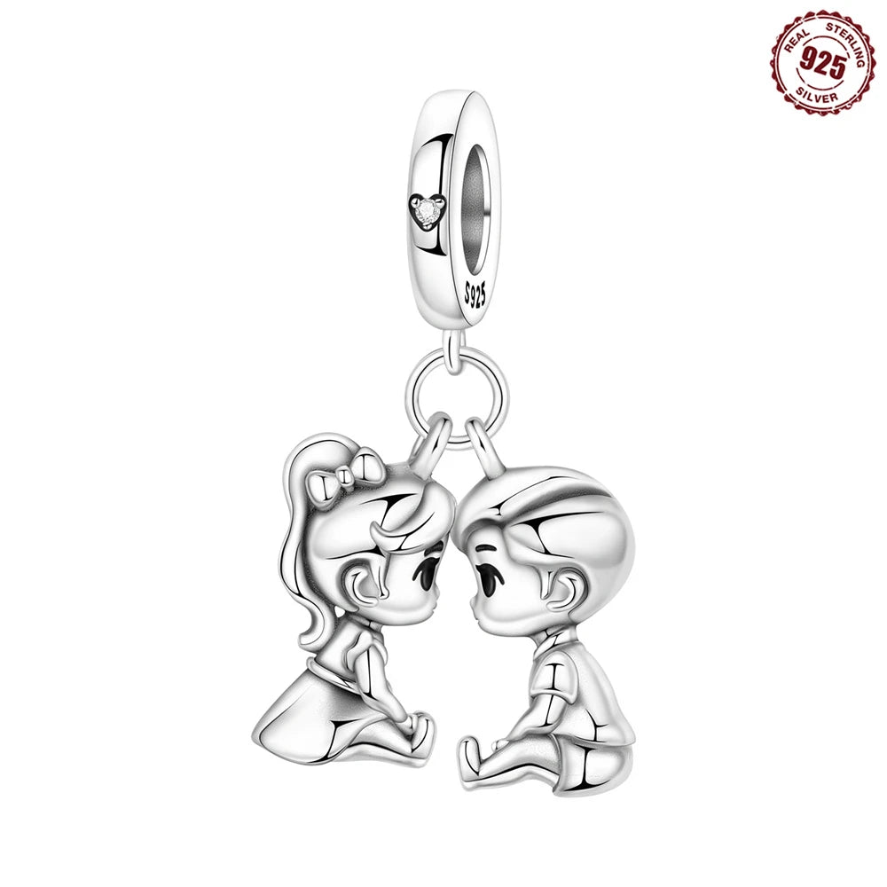 Funkelnde Edelsteinperlen aus 925er-Sterlingsilber mit eingelegten Edelsteinen und baumelnder Charm mit unendlichem Knoten, passend für Schlangenarmband, Boutique-Halskette, schönes Geschenk