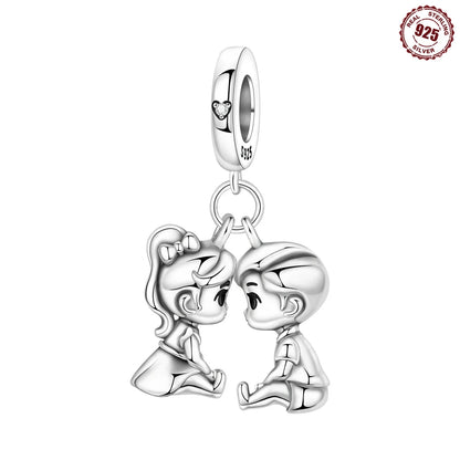 Funkelnde Edelsteinperlen aus 925er-Sterlingsilber mit eingelegten Edelsteinen und baumelnder Charm mit unendlichem Knoten, passend für Schlangenarmband, Boutique-Halskette, schönes Geschenk