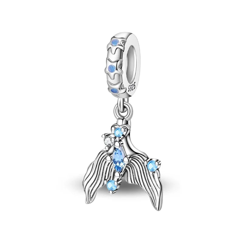 Beliebter Charm-Anhänger aus 925er-Sterlingsilber mit Delfin, sicherer Kette, Muschel und Qualle, passend für Armbänder, exquisites Strandparty-Geschenk