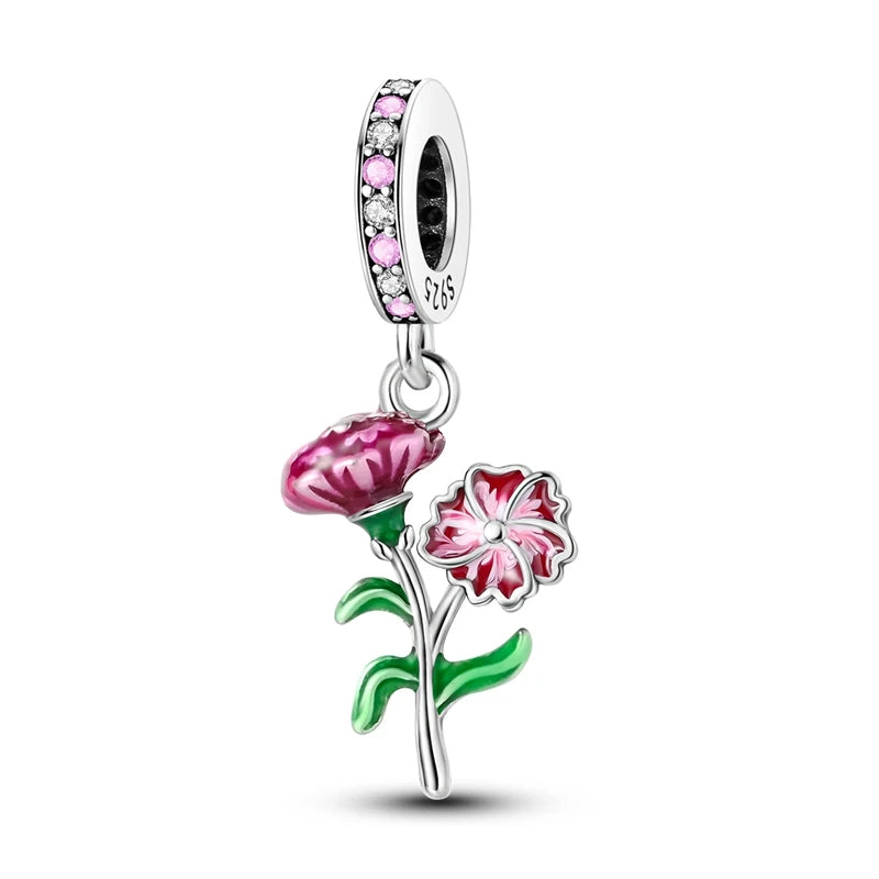 Neue 2025 925 Sterling Silber Charms Perlen Liebe Herz Rosa Original Charm Anhänger Fit Charm Armbänder DIY Schmuck Geburtstag Geschenk