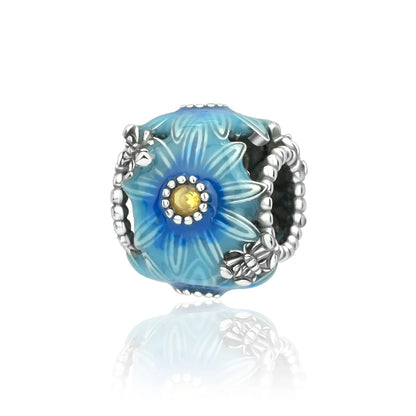 Blue Series Charm-Anhänger aus 925er-Sterlingsilber, Saphir, Baum des Lebens, Flasche, Elefant, Planet, Ozean, Herz, passend für DIY-Armbänder, Halsketten, Geschenke